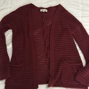 Red cardigan with pockets